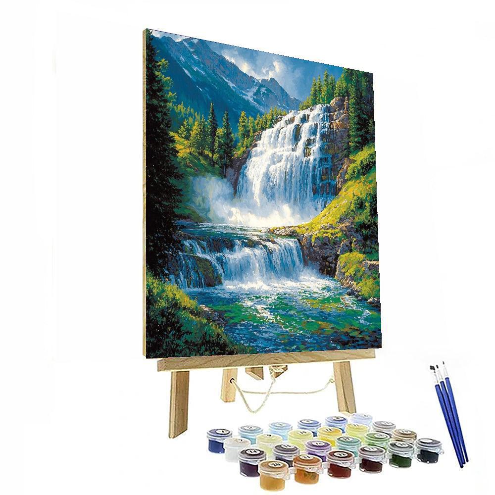 Albert Bierstadt Inspired Cascading Waterfall Symphony  Paint By Numbers