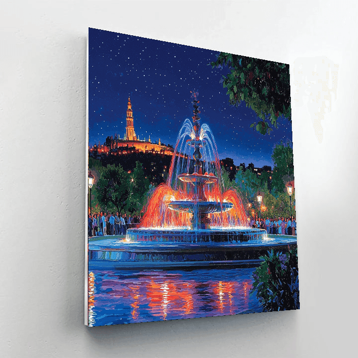 The Magic Fountain Of Montjuic Painting By Numbers Kit