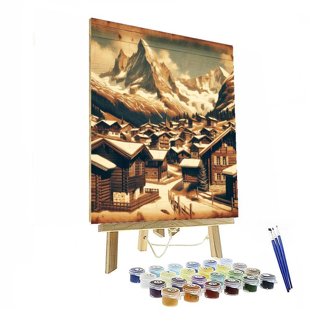 Mountain Village Retreat Painting By Numbers Kit