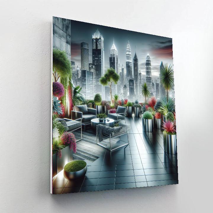 Chic Urban Rooftop Garden Paint By Numbers Art