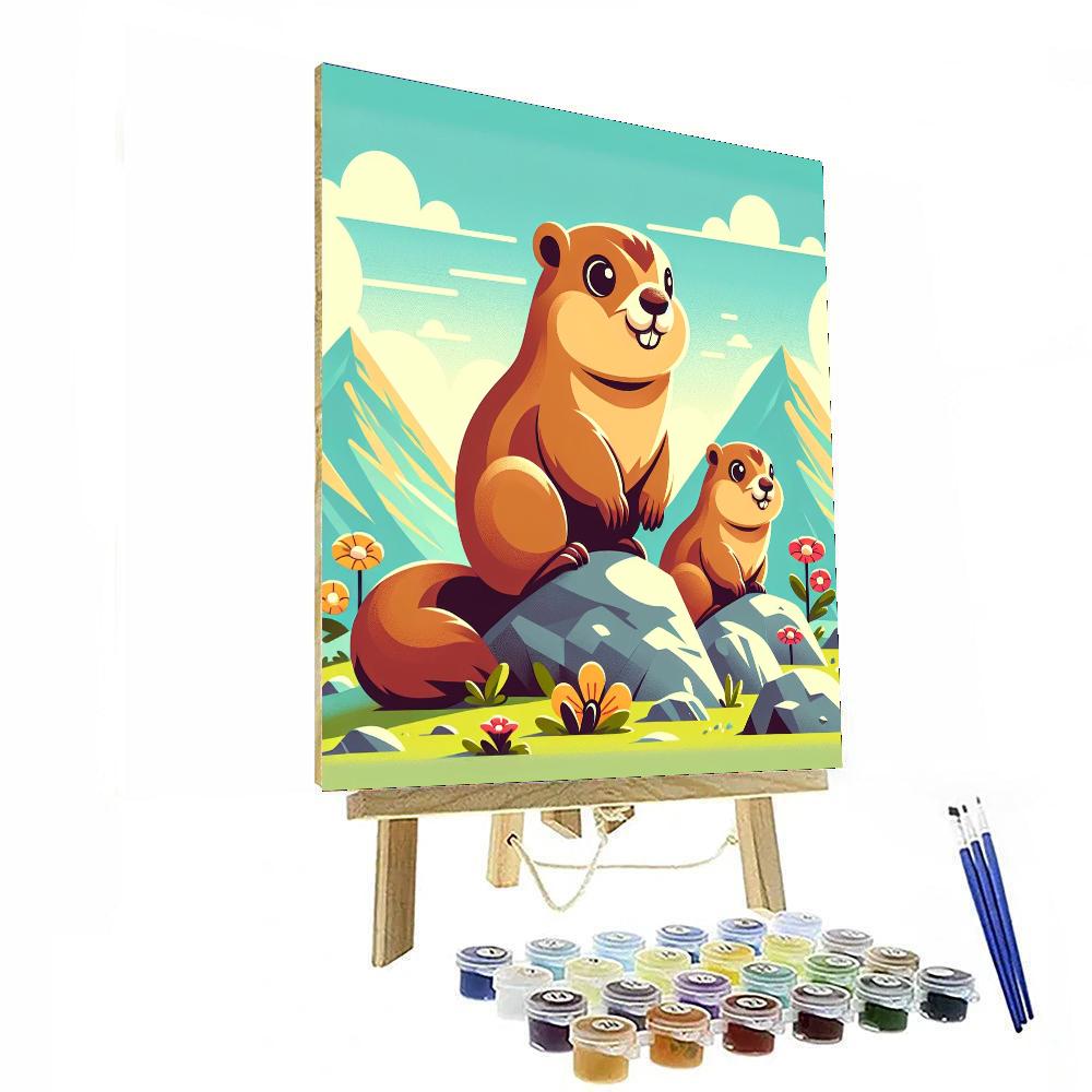 Magical Mountain Marmots Painting Number Kit