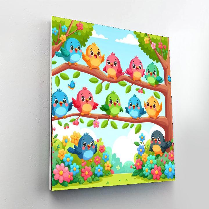 Cheerful Birds Painting Number Kit