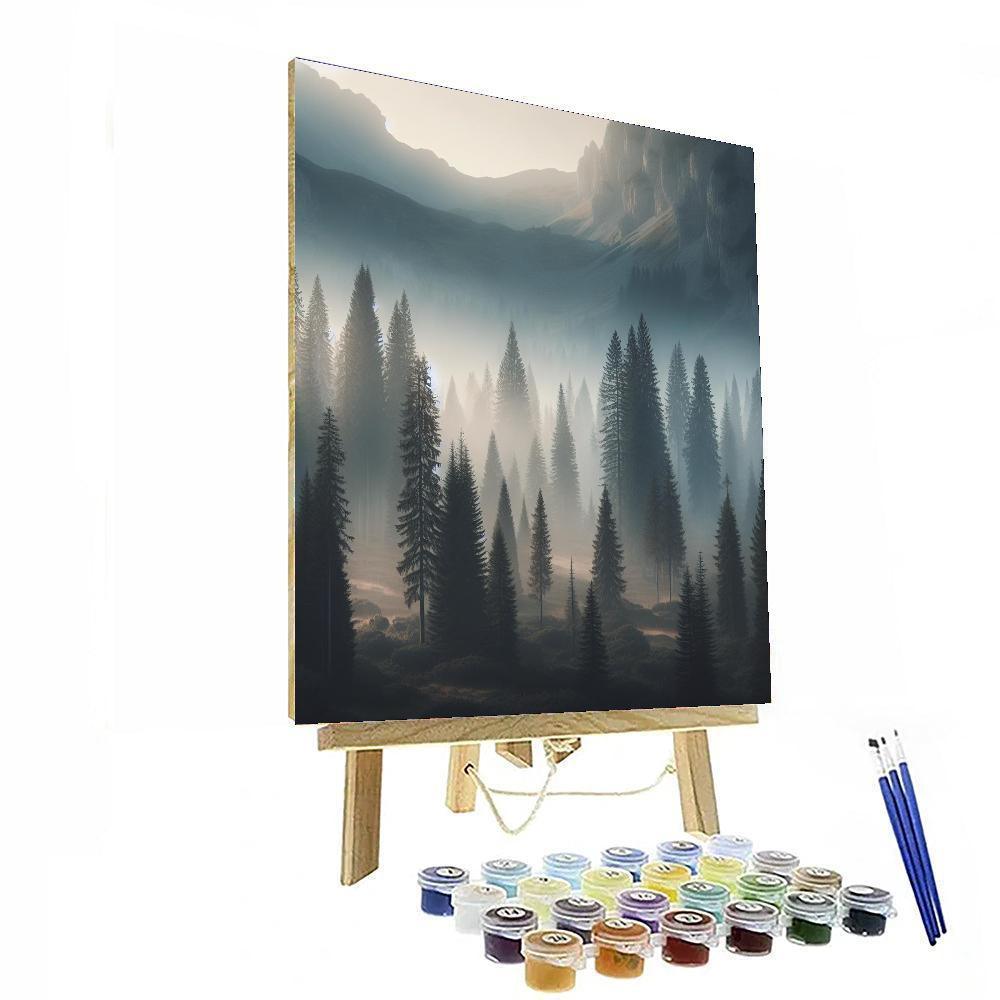 Misty Mountain Morning Calm Painting By Numbers Kit