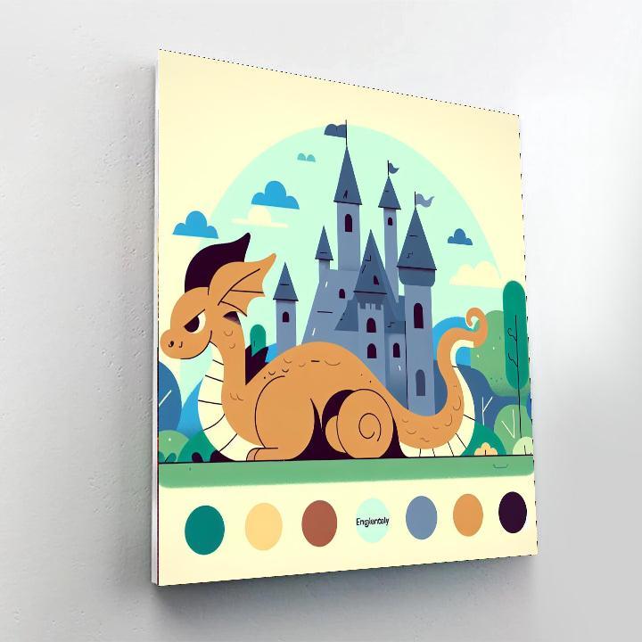 Friendly Dragon's Castle Quest Paint By Numbers