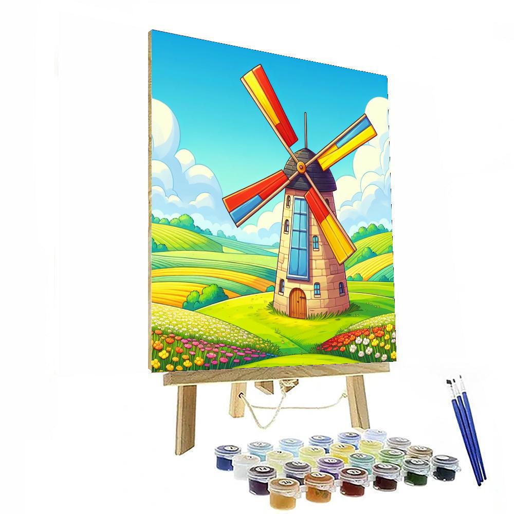 Whirling Windmill Paint By Numbers Art