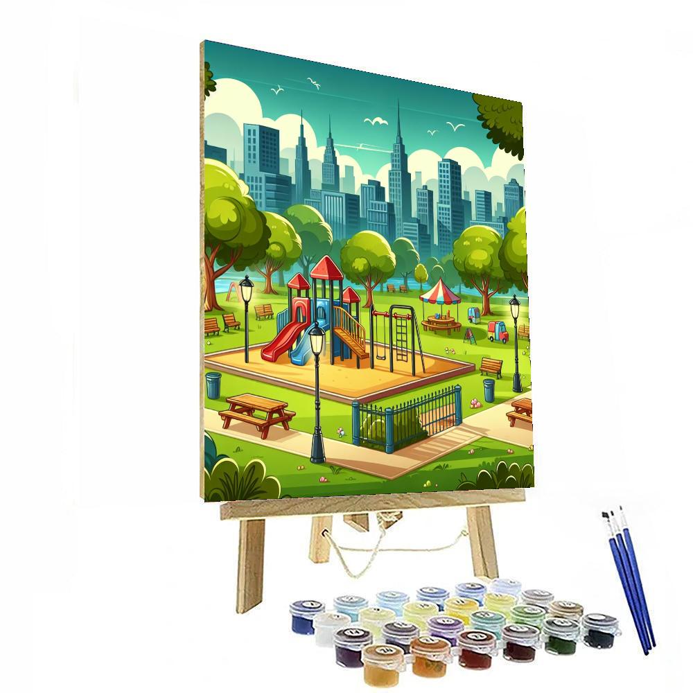 Vibrant City Park Playtime Numbered Painting Kits