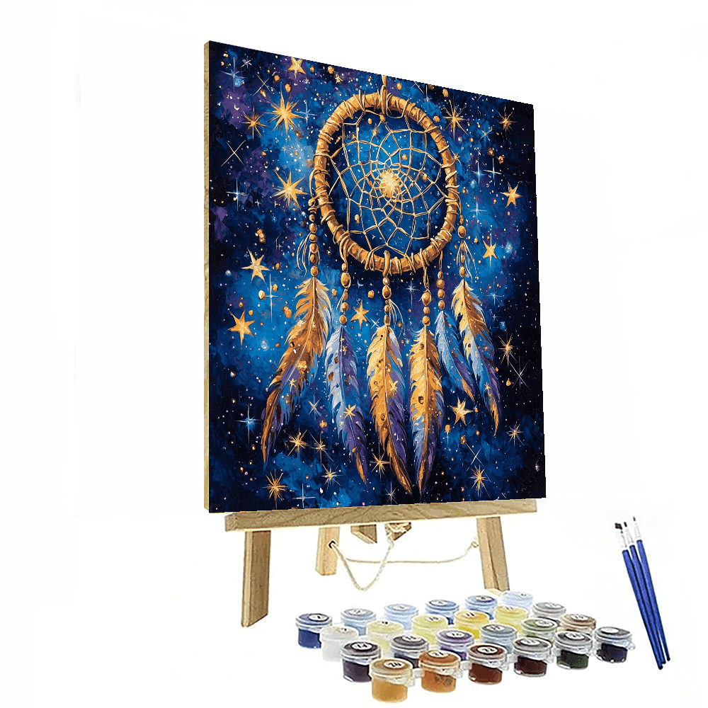 Native American Influence Inspired Celestial Dreamcatcher  Paint By Color