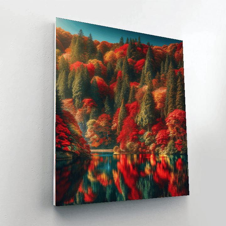 Autumnal Forest Reflection - DIY Painting By Numbers Kit