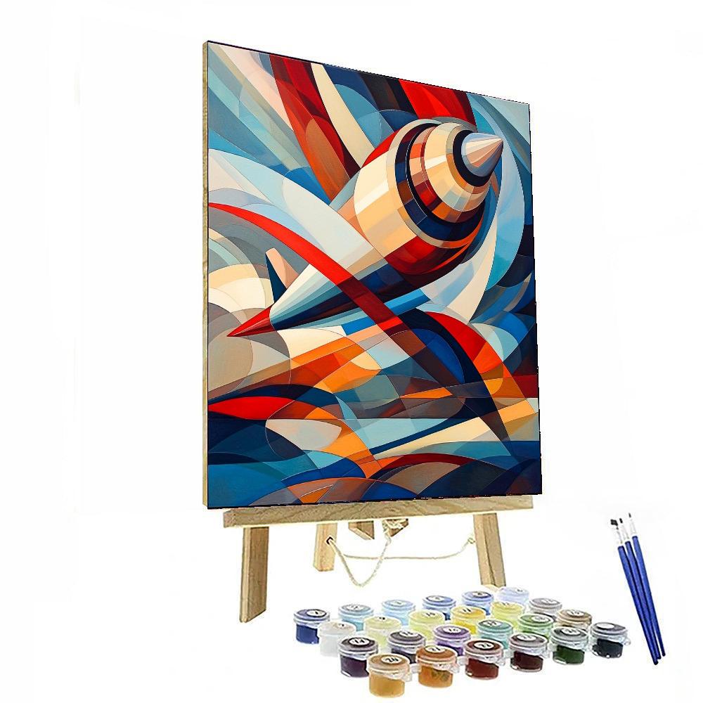 Giacomo Balla Inspired Aviation In Abstract Motion  Paint By Numbers