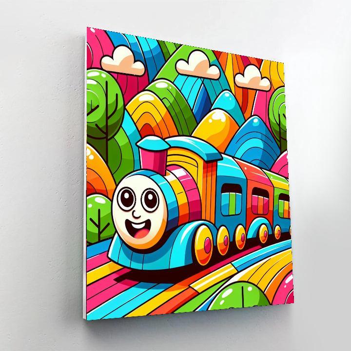 Colorful Trains Paint By Numbers Art