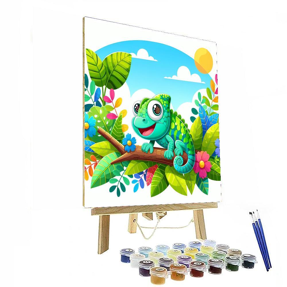 Lively Chameleon Paint By Numbers Art