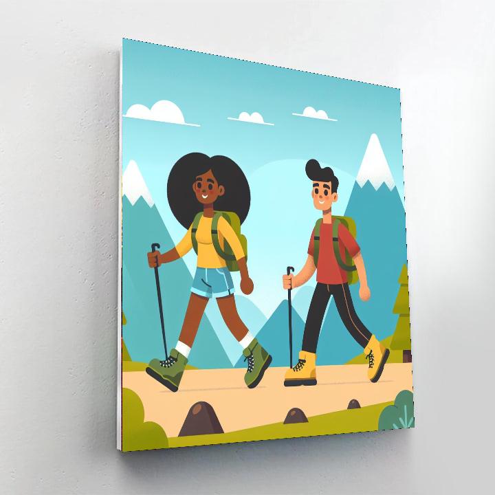 Happy Hikers' Mountain Adventure Painting Number Kit