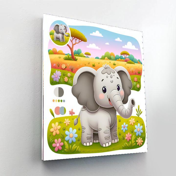 Cuddly Safari Elephant DIY Paint By Numbers