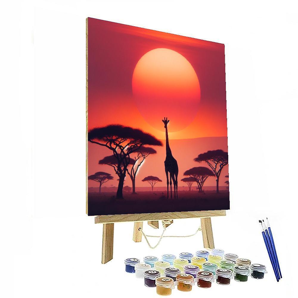 Giraffe's Sunset Silhouette Painting By Numbers Kit