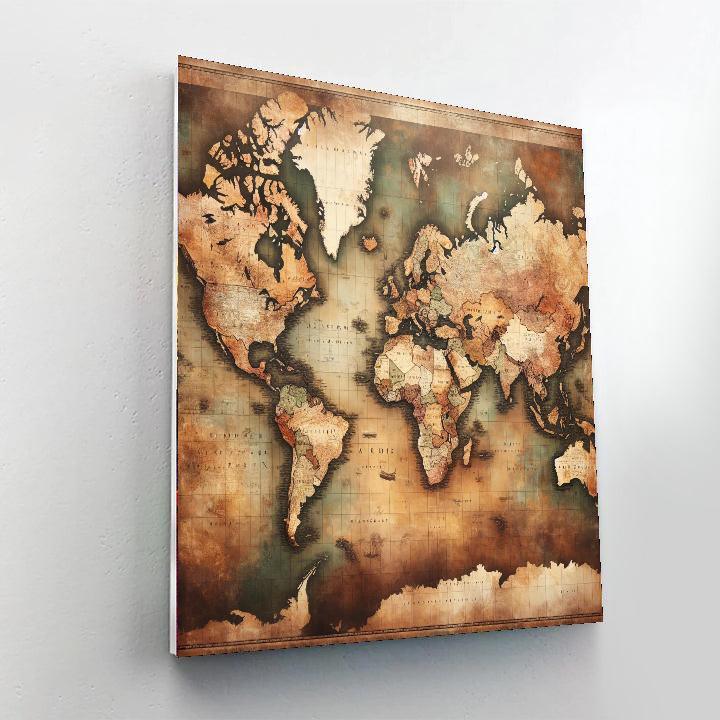 Vintage World Map Adventure Number Painting