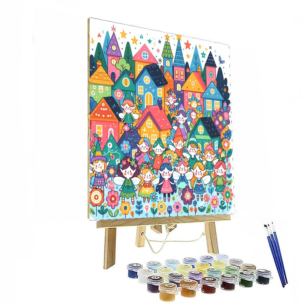 Fantastic Fairy Tale Village Paint By Numbers Art