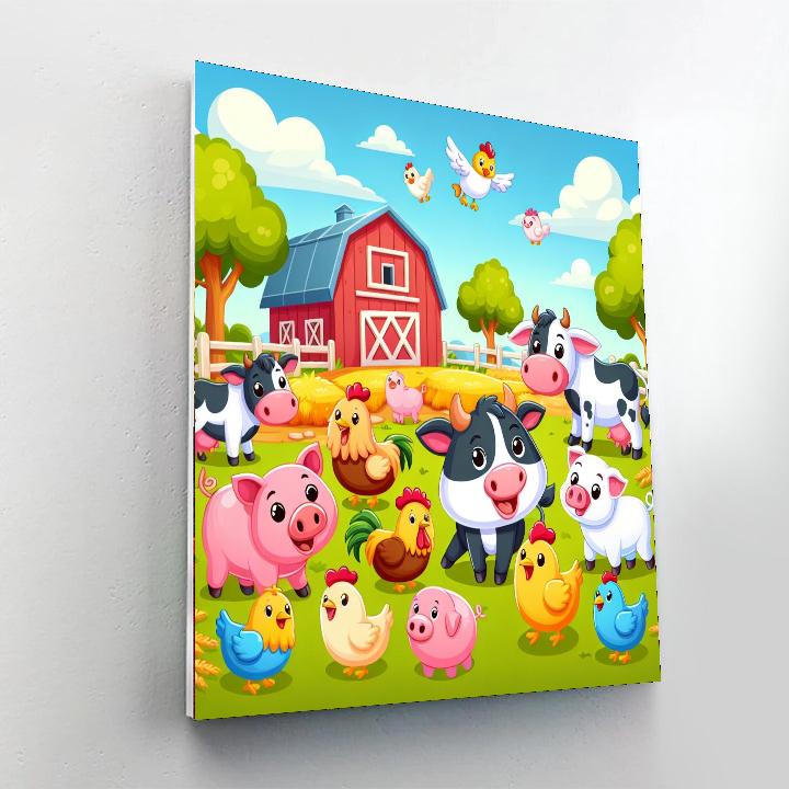 Animal Adventures At The Farm Painting Number Kit