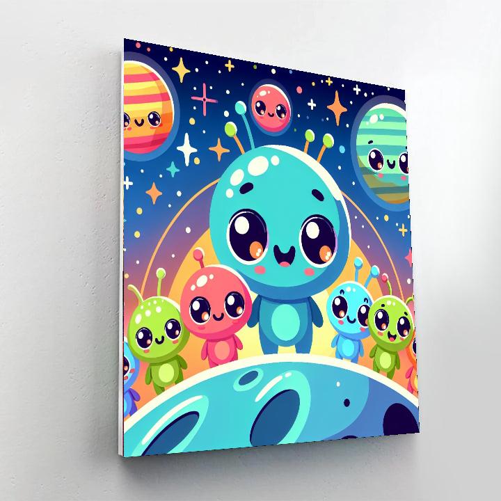 Cosmic Alien Friends Number Painting