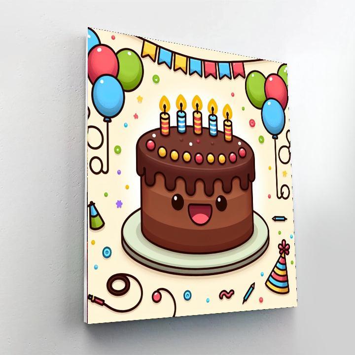 Cheerful Chocolate Cake Number Painting