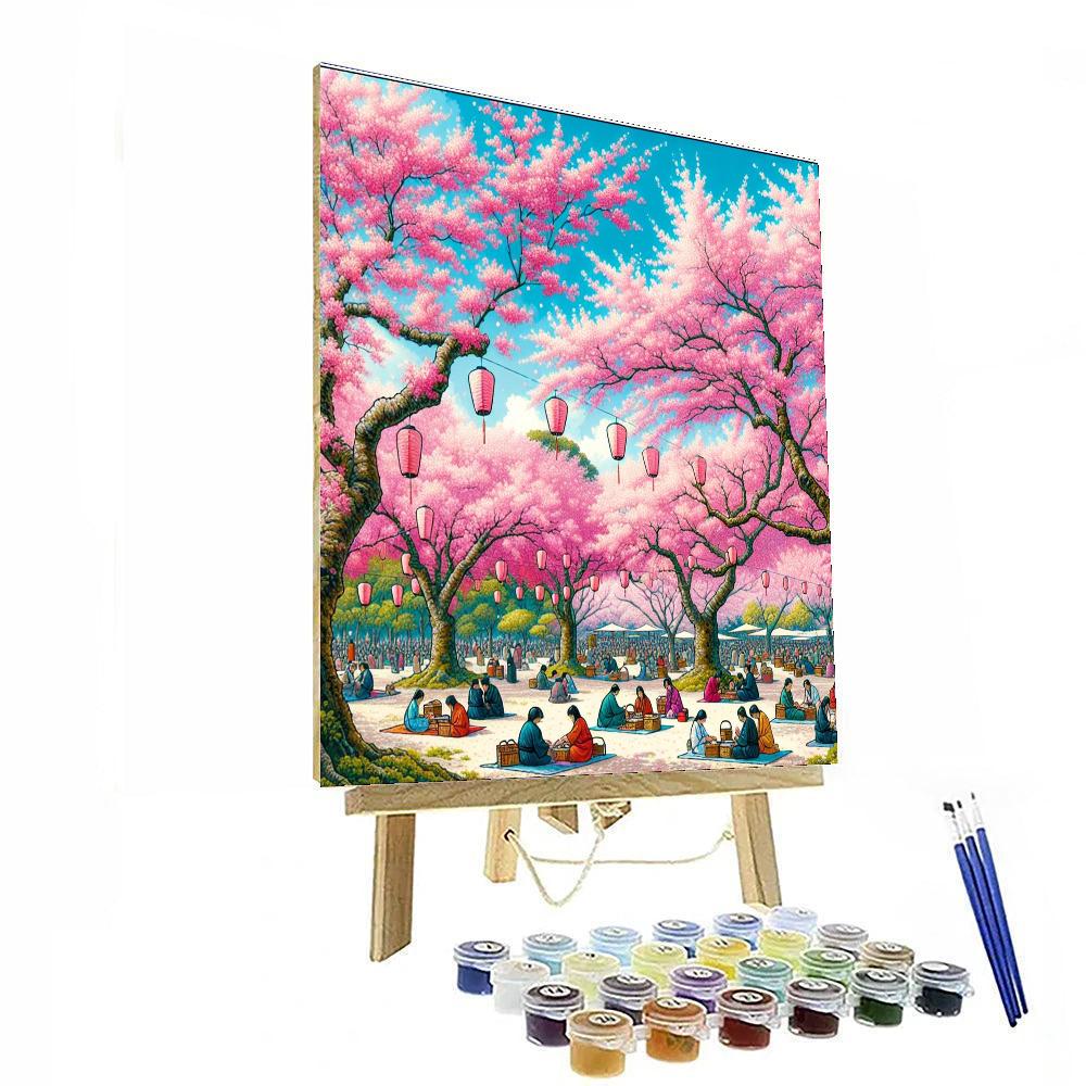 Hanami (cherry Blossom Viewing) - Japan Paint By Numbers Art