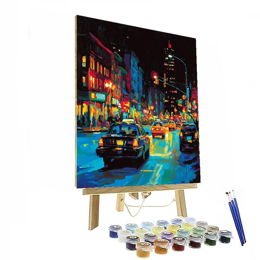 Hopper Inspired Dynamic Urban Lights  Paint By Numbers