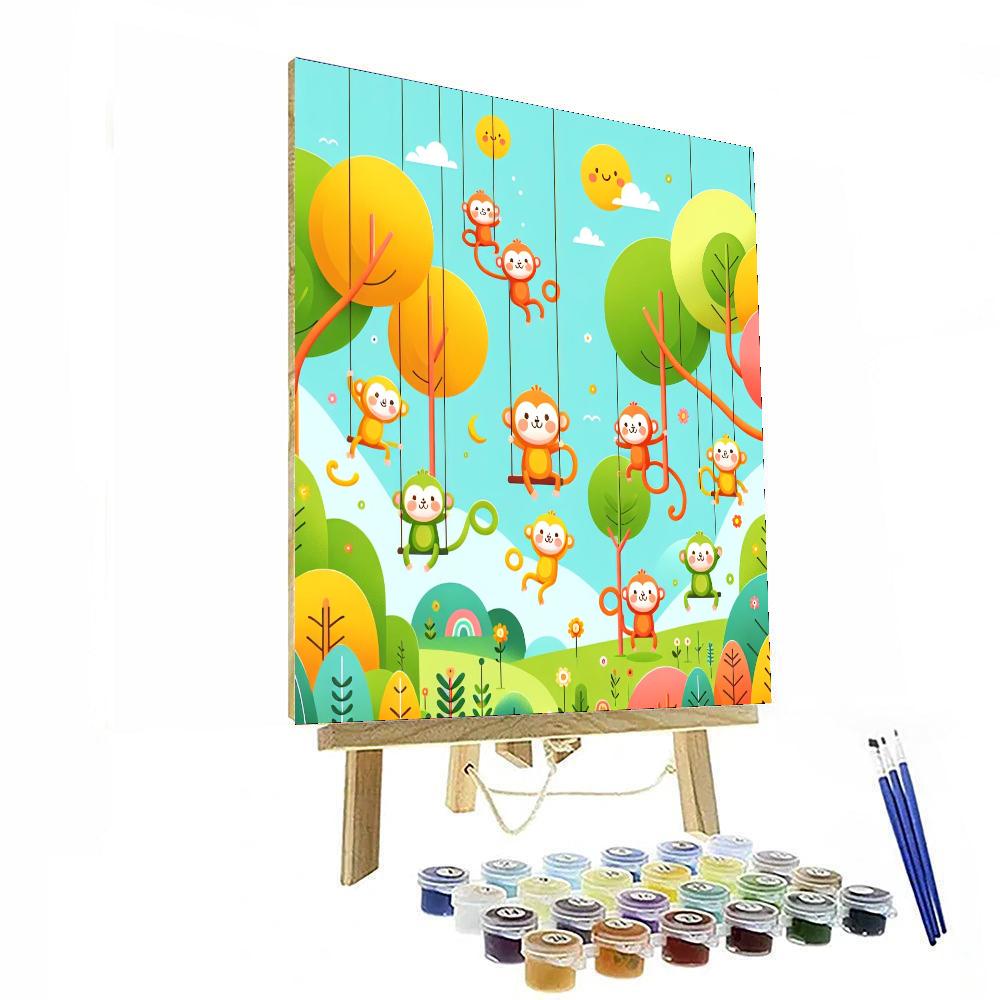 Cheerful Treetop Adventure Paint By Numbers Art