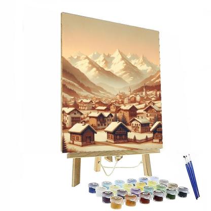 Calm Alpine Village Paint By Number
