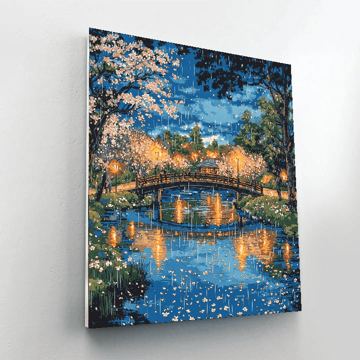 Utagawa Hiroshige Inspired Japanese Night Garden  Painting By Numbers Kit