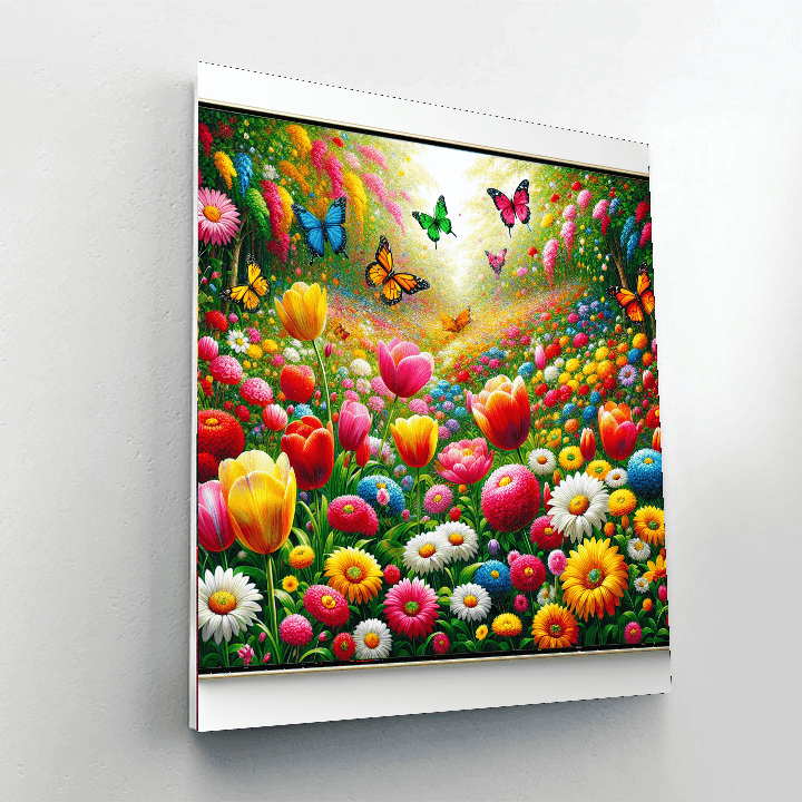 Bright Blooms And Butterflies Numbered Painting Kits