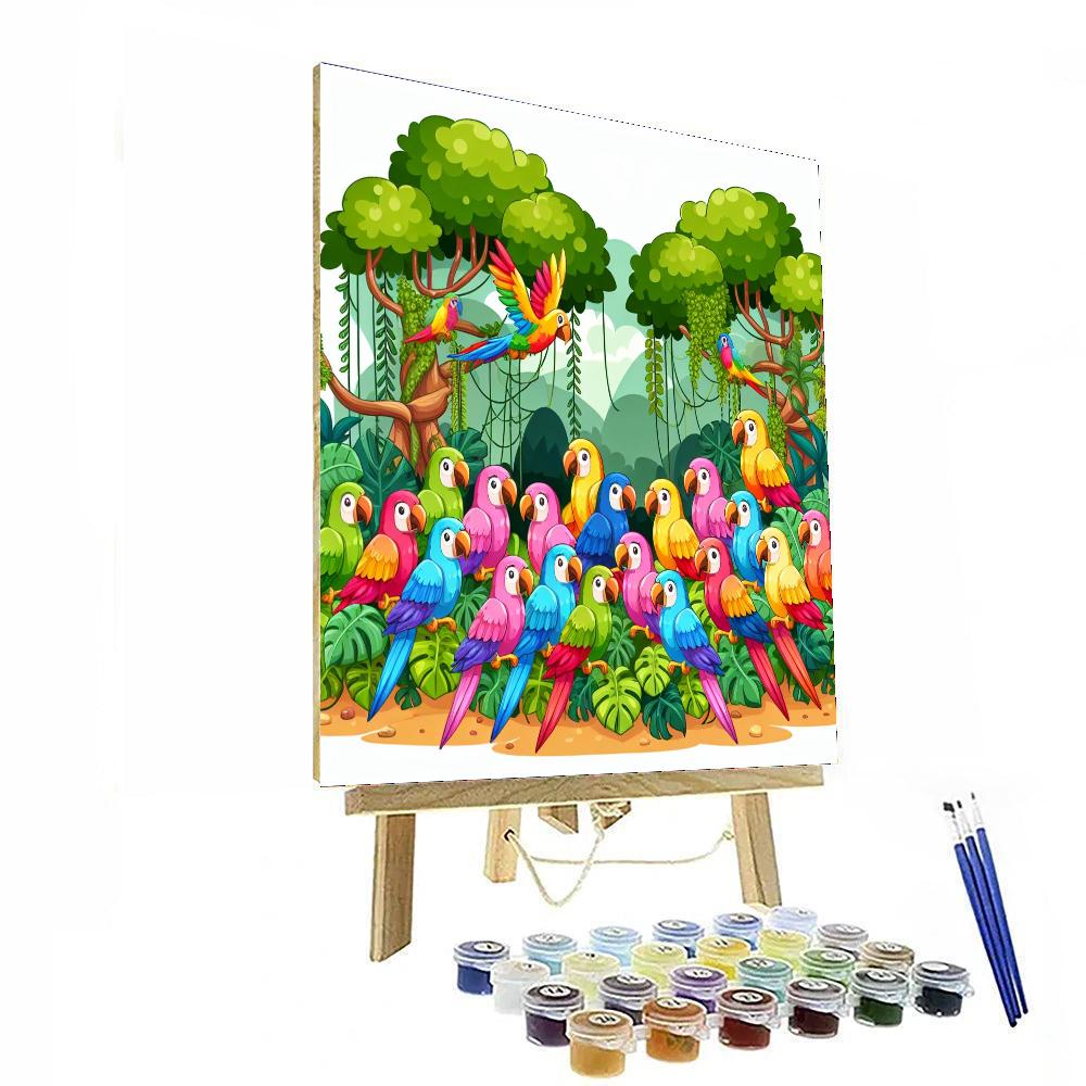 Playful Parrot Paradise Paint By Numbers Art