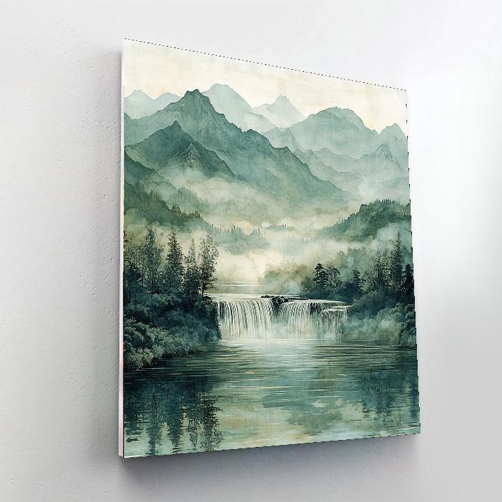 Zhao Mengfu Inspired Tranquil River Serenity  Paint By Color