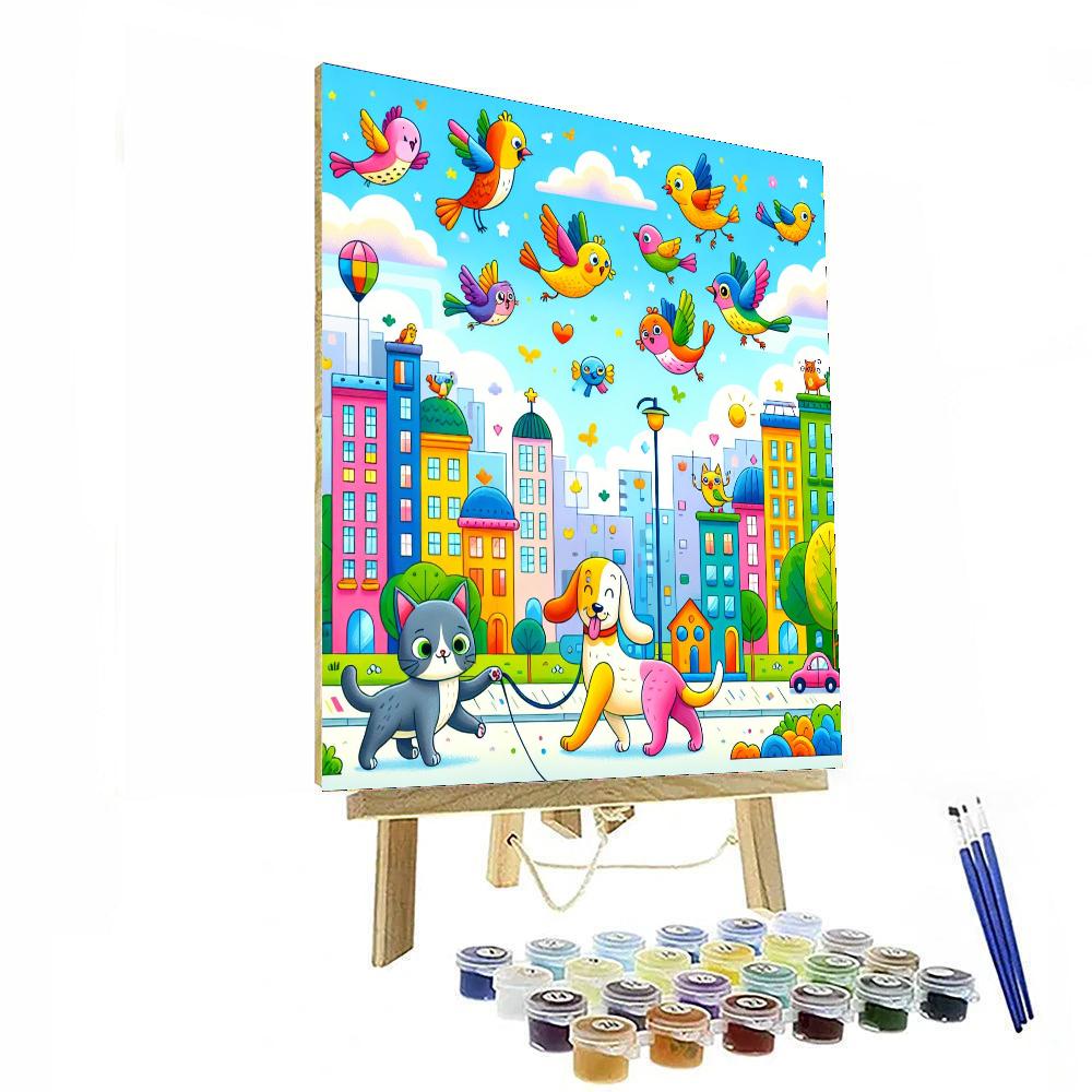 Animal Adventures In The City Number Painting