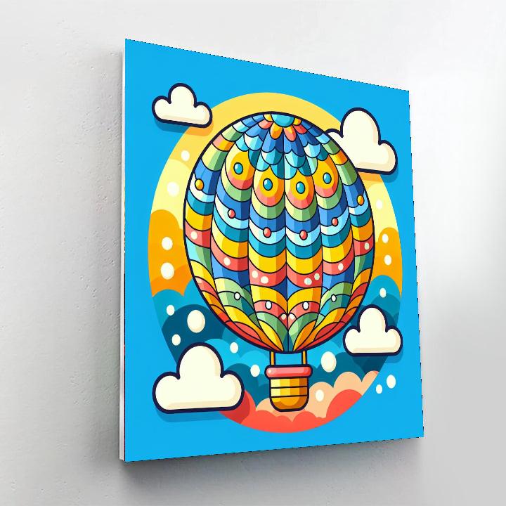 Colorful Hot Air Balloon Trip Number Painting