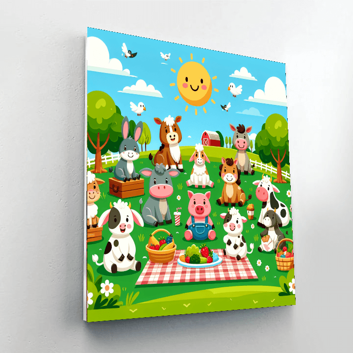 Cheerful Farmyard Picnic Paint By Numbers Art