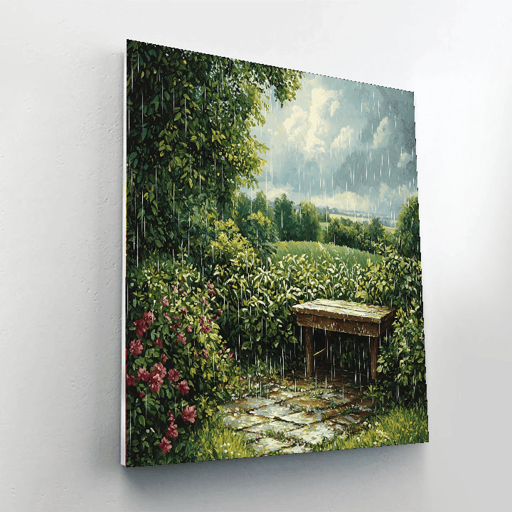 John Constable Inspired Garden Under Rain  Paint By Color