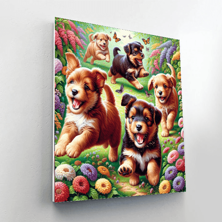 Playful Puppy Paradise Paint By Number
