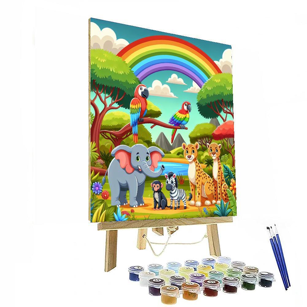 Rainbow Jungle Safari Painting Number Kit