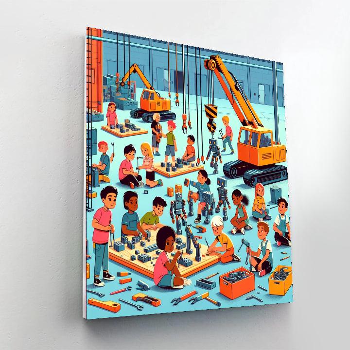 Robot Construction Site Painting Number Kit