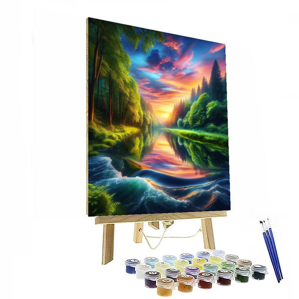 Mystical Riverbend Reflection DIY Paint By Numbers