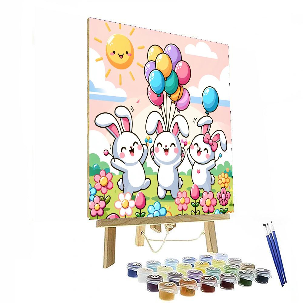 Bouncing Bunny Party Paint By Numbers Art