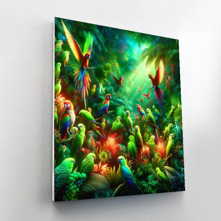 Joyful Tropical Aviary Number Painting