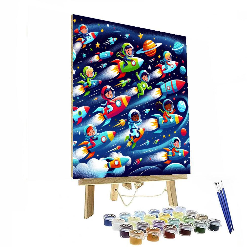 Petite Astronauts Space Race Paint By Numbers Art