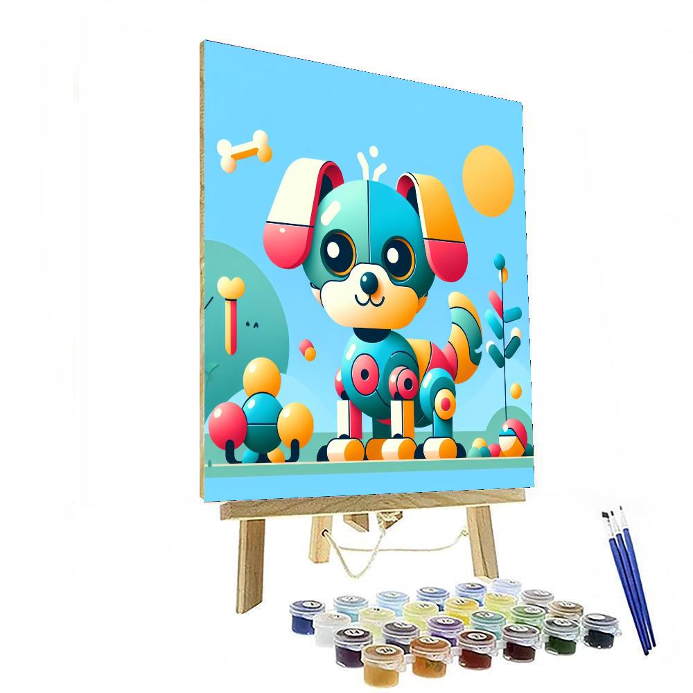 Cute Robot Dog Painting By Numbers Kit