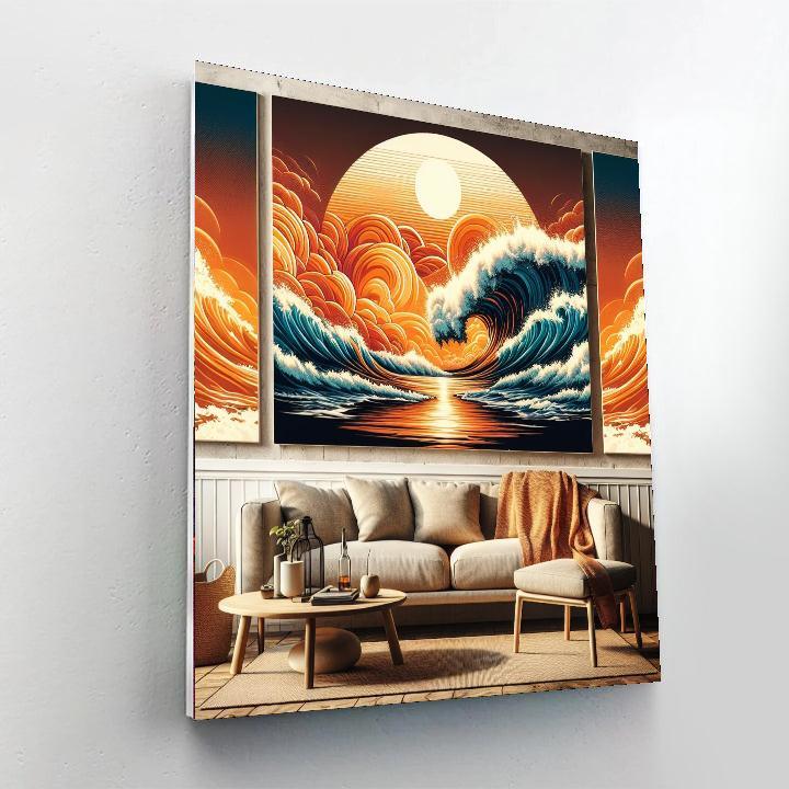 Dynamic Sunset Waves Painting By Numbers Kit