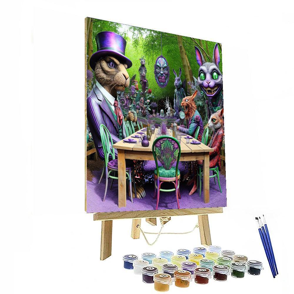 Whimsical Tea Party Scene Numbered Painting Kits