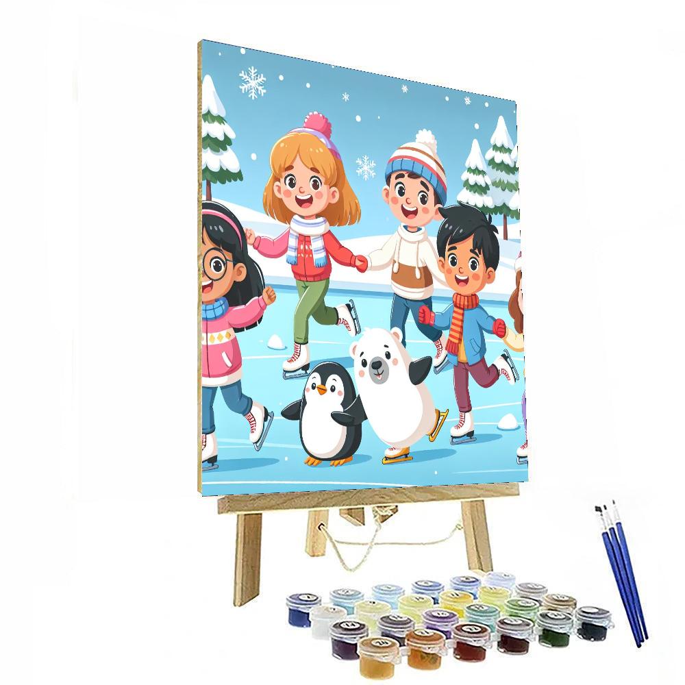 Magical Ice Skating Party Number Painting