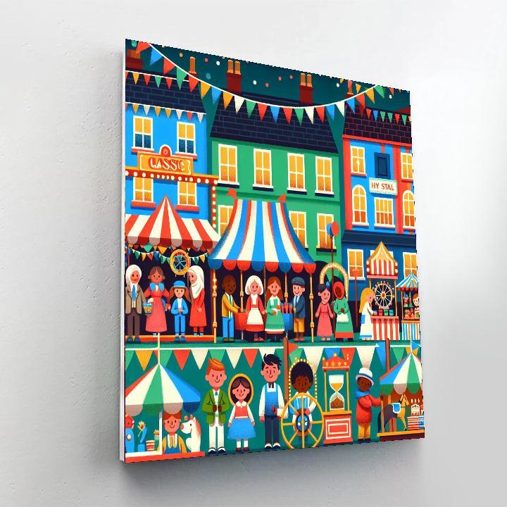 Festive Village Fair Number Painting