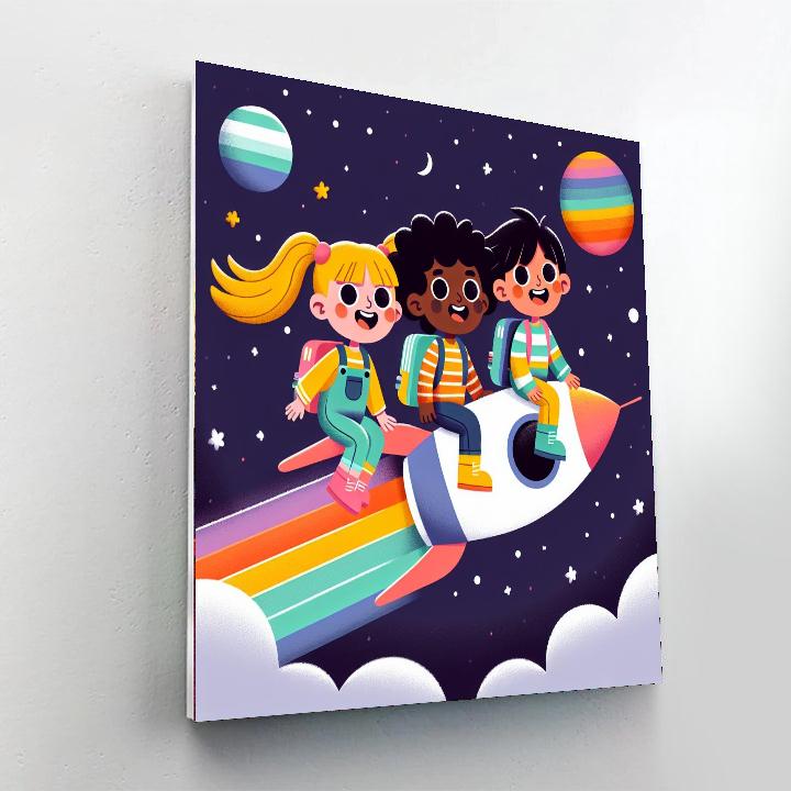 Rocket To Rainbow World Painting By Numbers Kit