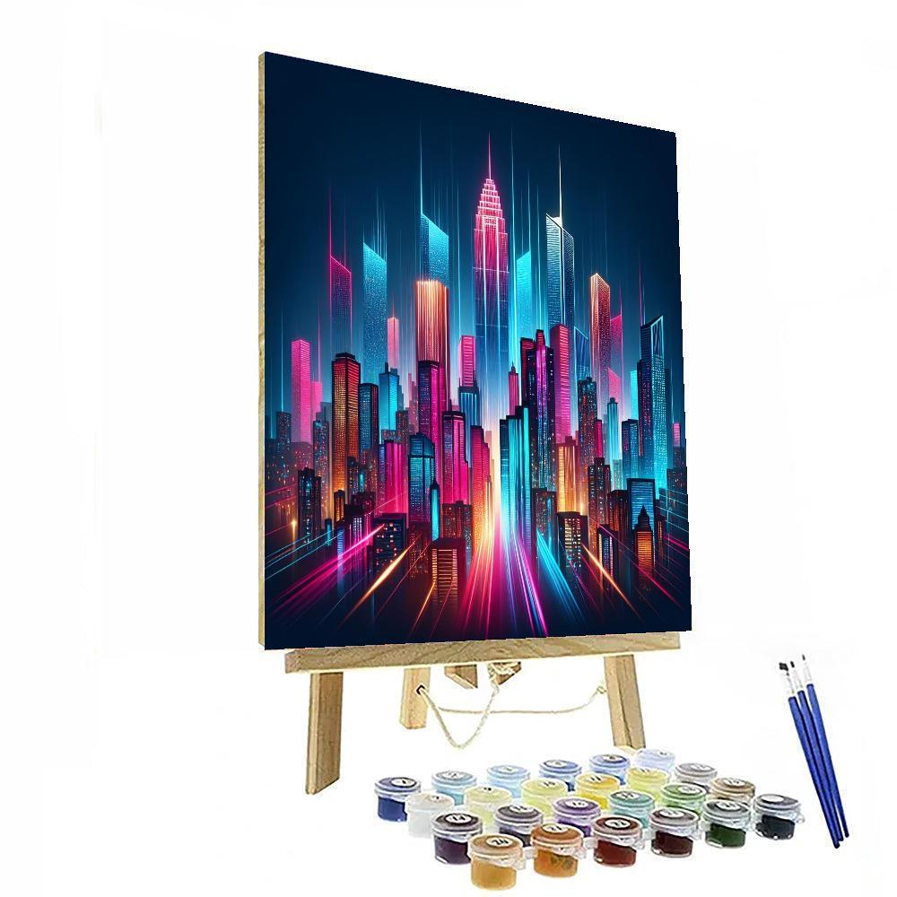 Luminous Neon Cityscape Paint By Numbers