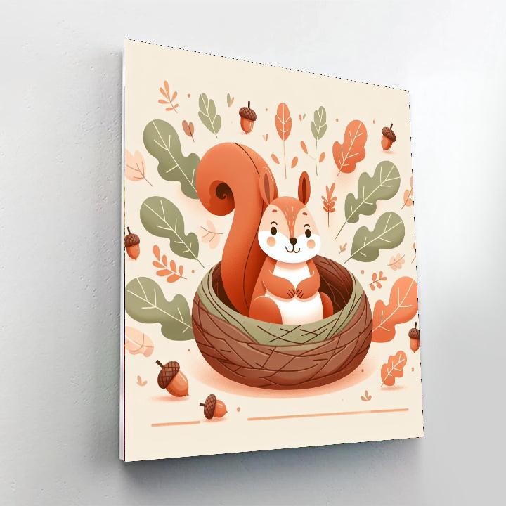 Cozy Squirrel's Autumn Nest Paint By Color